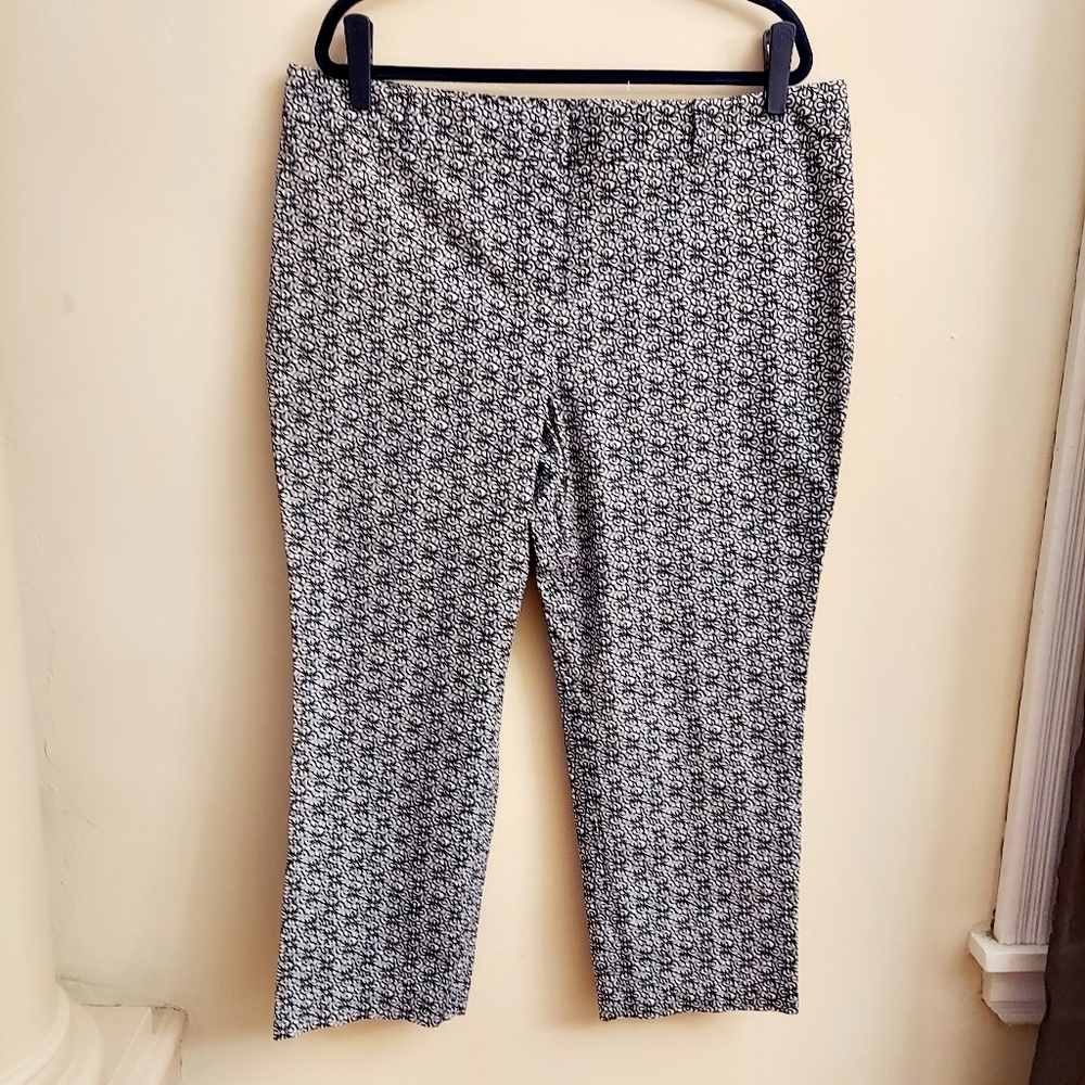 ANN TAYLOR SIGNATURE Floral Print Cropped Flat Front Pants